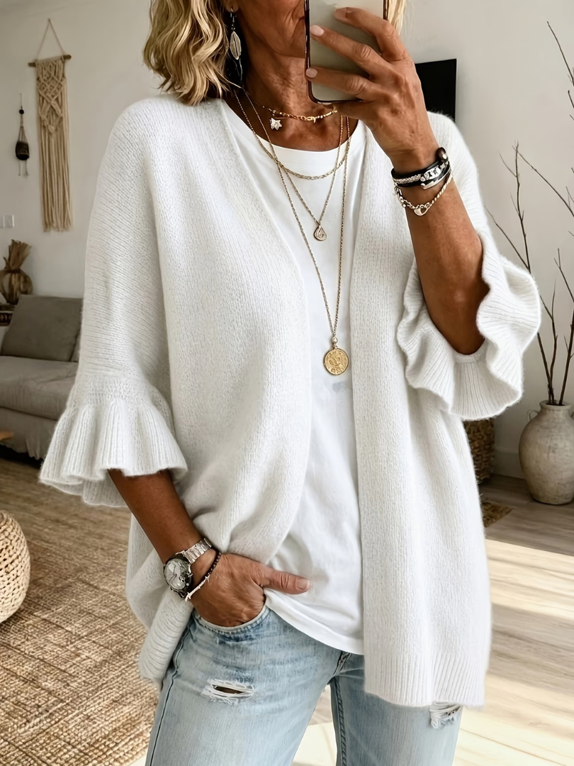 Women's Ruffle Sleeve Cardigan | Lightweight Open Front 6