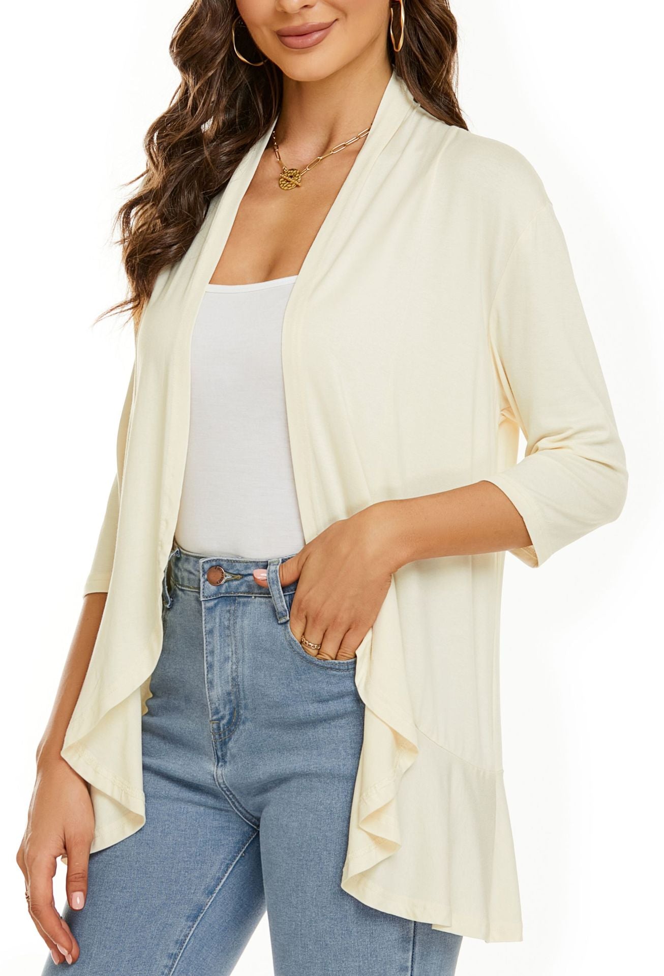 Bella | Women's Open Front Draped Cardigan 13