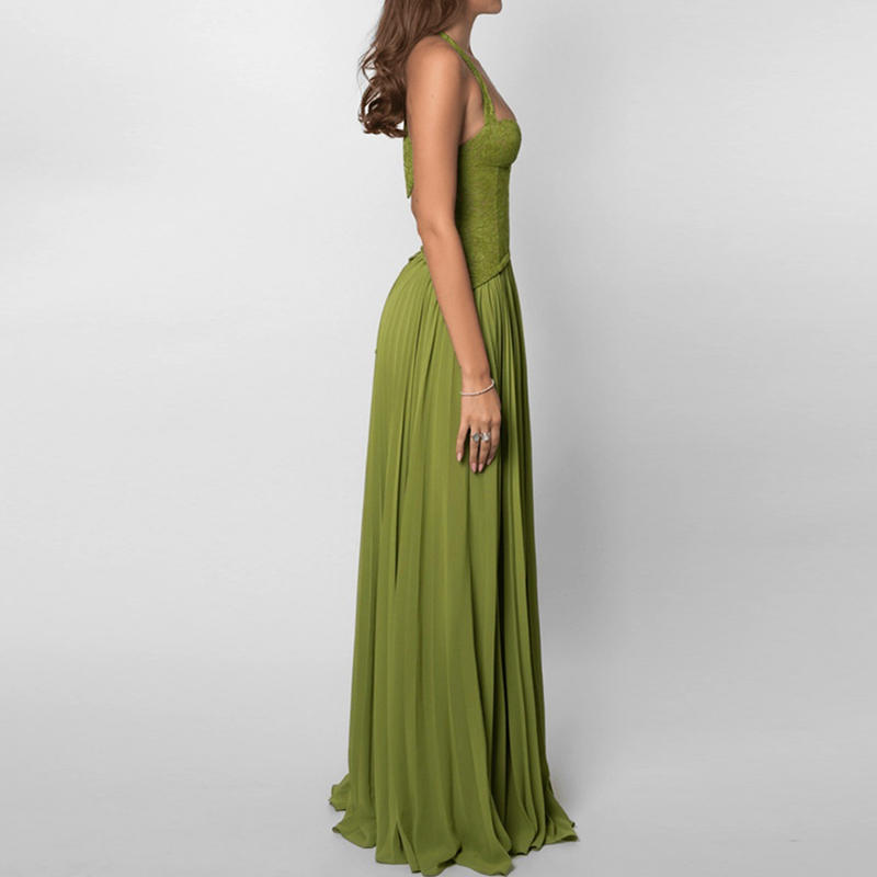 CORSET STRAP PLEATED MAXI DRESS 4
