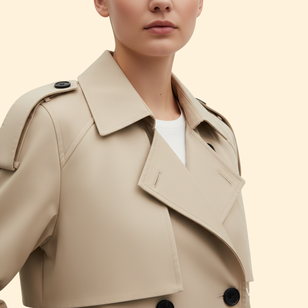Women's Cropped Trench Coat | Belted & Structured Fit 6