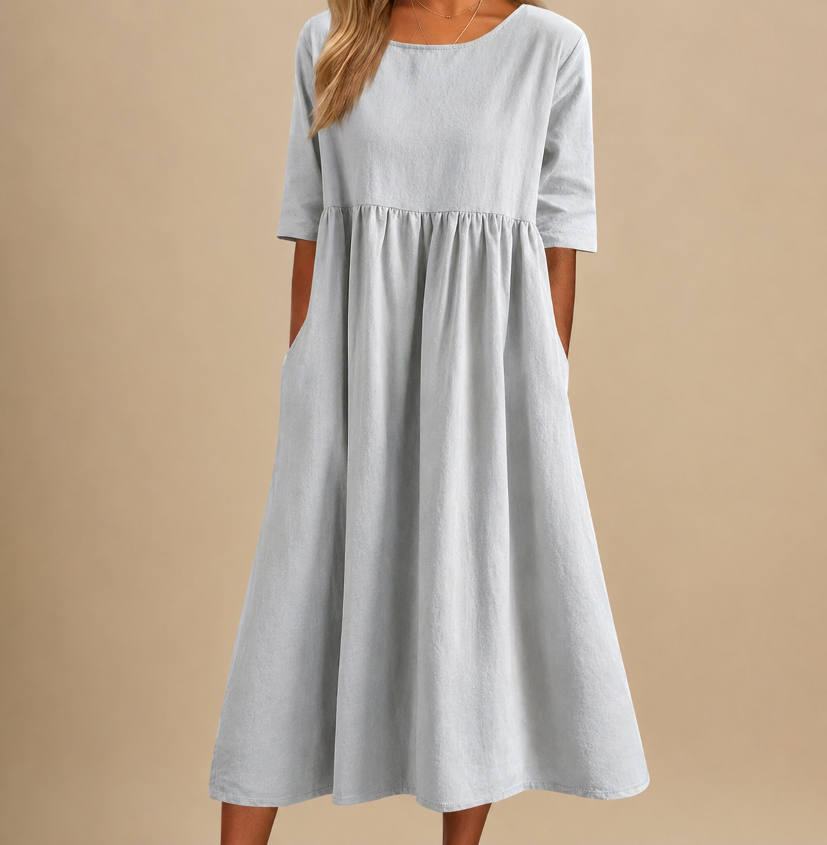 Midi Dress | Flattering Cotton Linen Swing