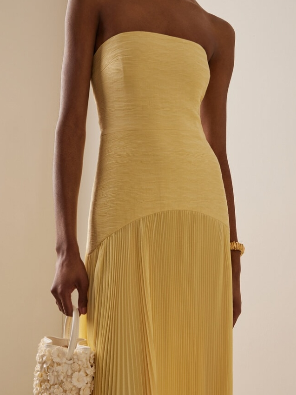Pleated Maxi Dress Women | Strapless Elegant Evening Gown