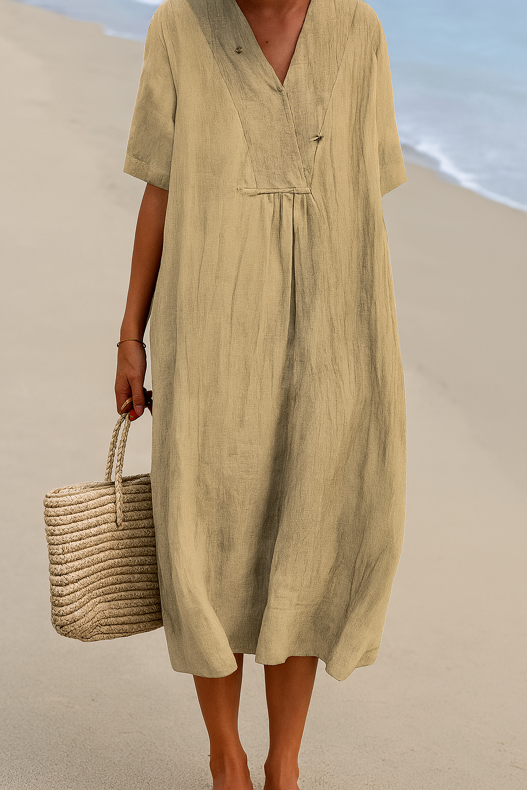 Relaxed Beach Dress with V‑Neck and Short Sleeves 5