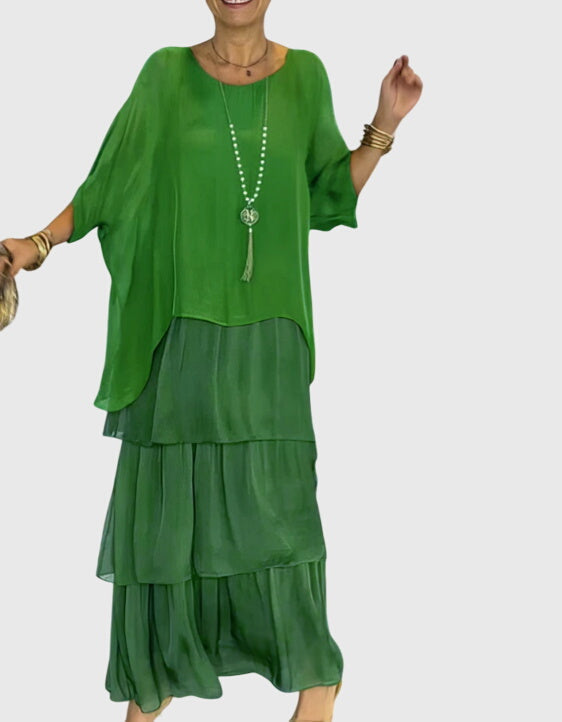 Women Long Dress | Tiered Colourblock Maxi Design