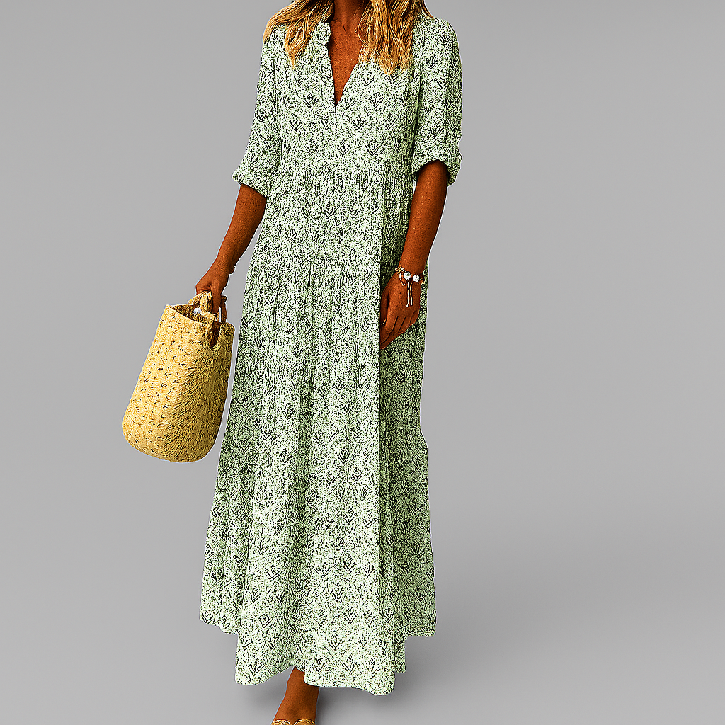 Women’s Vintage Print Lightweight Cotton Maxi Dress 3