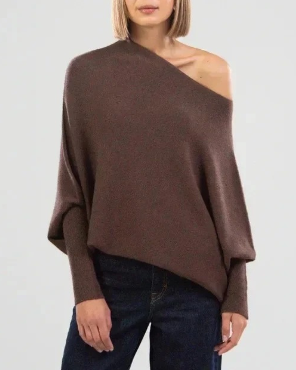 Women's Asymmetrical Knit Jumper | Swing Neckline Design
