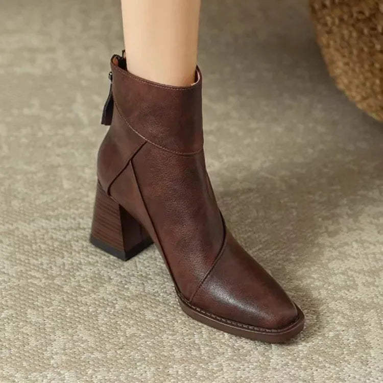 Women's Block Heel Ankle Boots | Side Zip Comfort