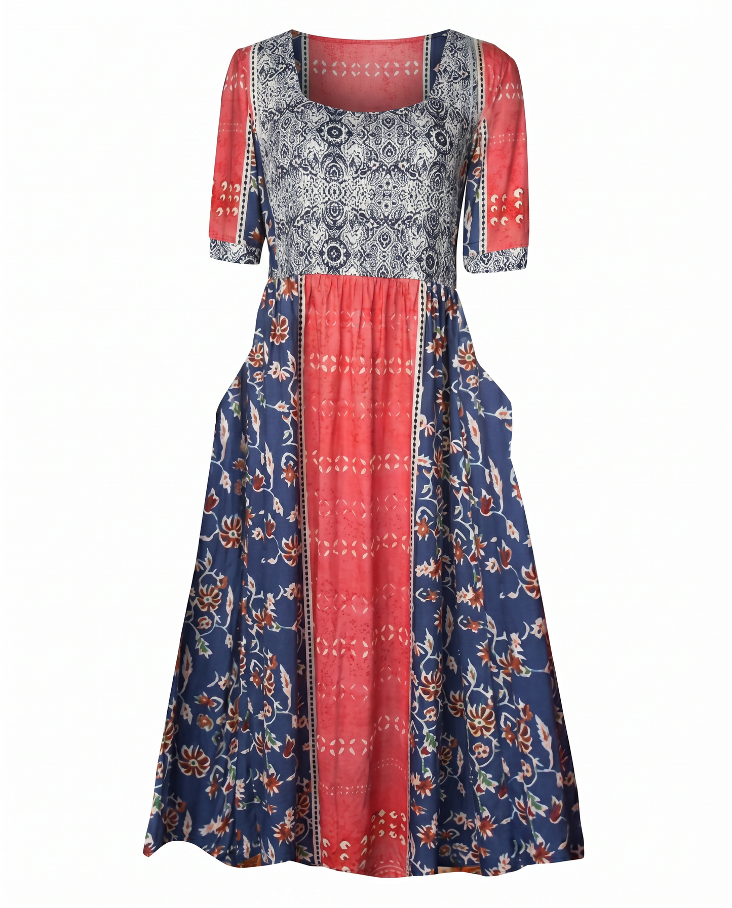 Women's Boho Midi Dress | Vintage Ethnic Print & Relaxed Summer Style