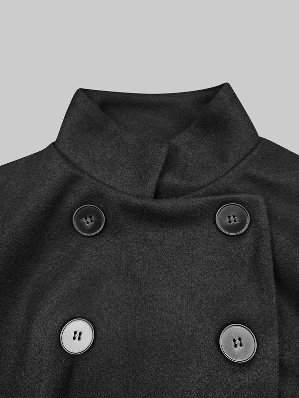 Women's Cape Coat | High Neck & Flared Hem
