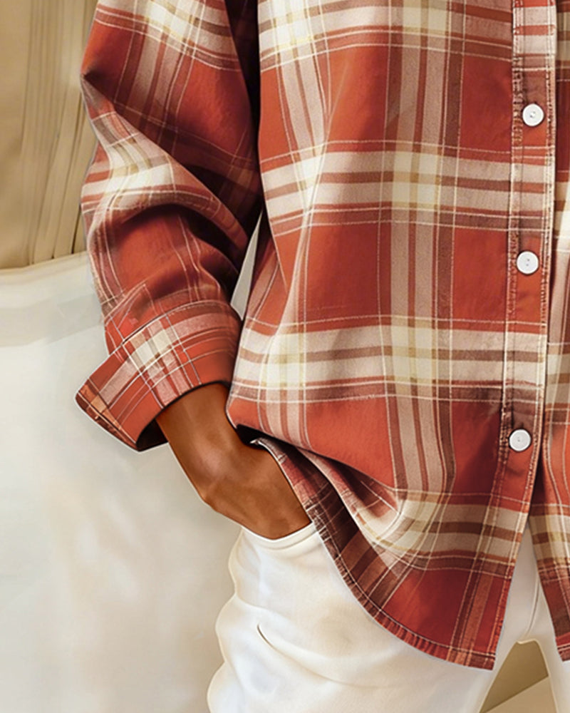 Women's Checked Shirt | Notched Collar Design