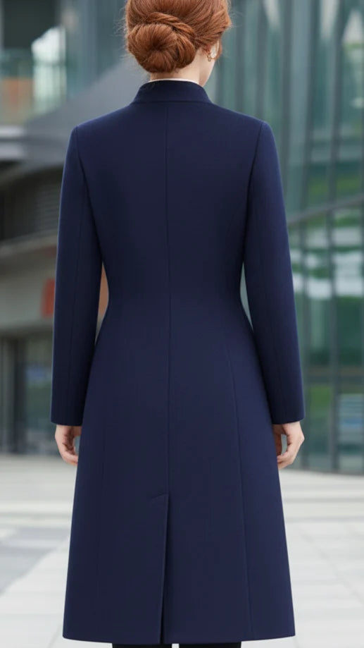 Women's Dress Coat | Stand Collar, Asymmetric Front