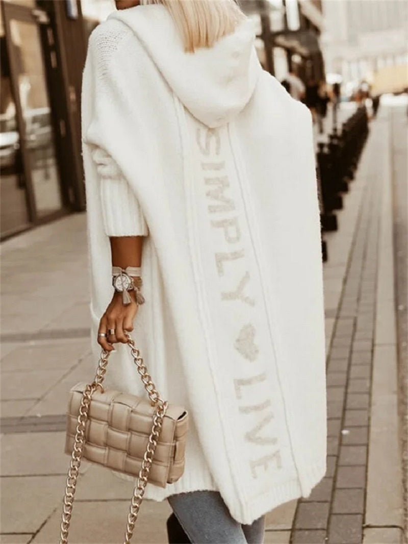 Women's Hooded Knit Cardigan | Longline & Open Front