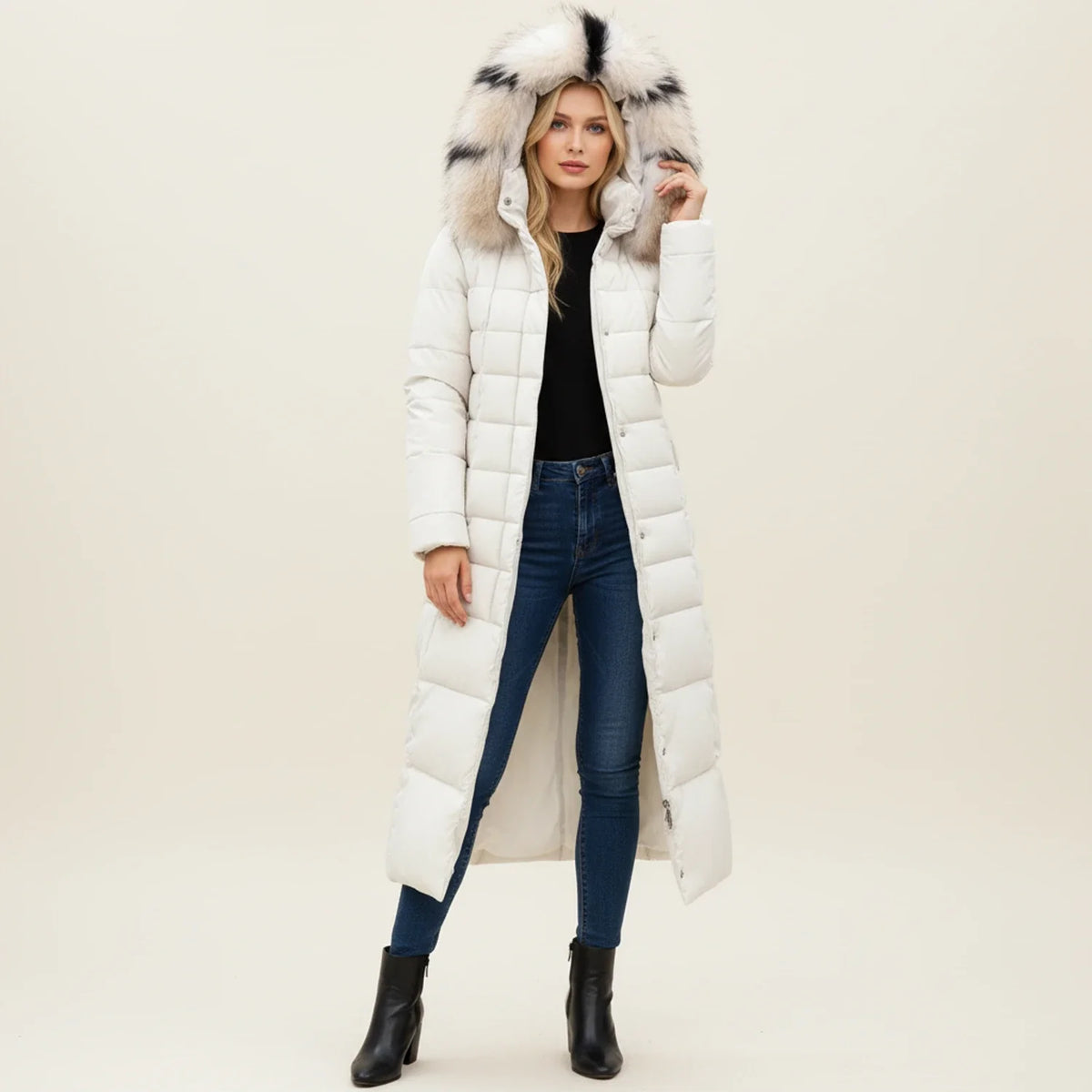 Women's Hooded Puffer Jacket | Belted Waist & Warm