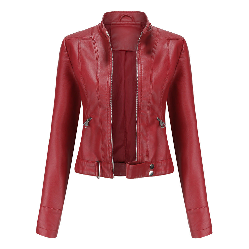 Women's Jacket | High Collar & Belt Detail