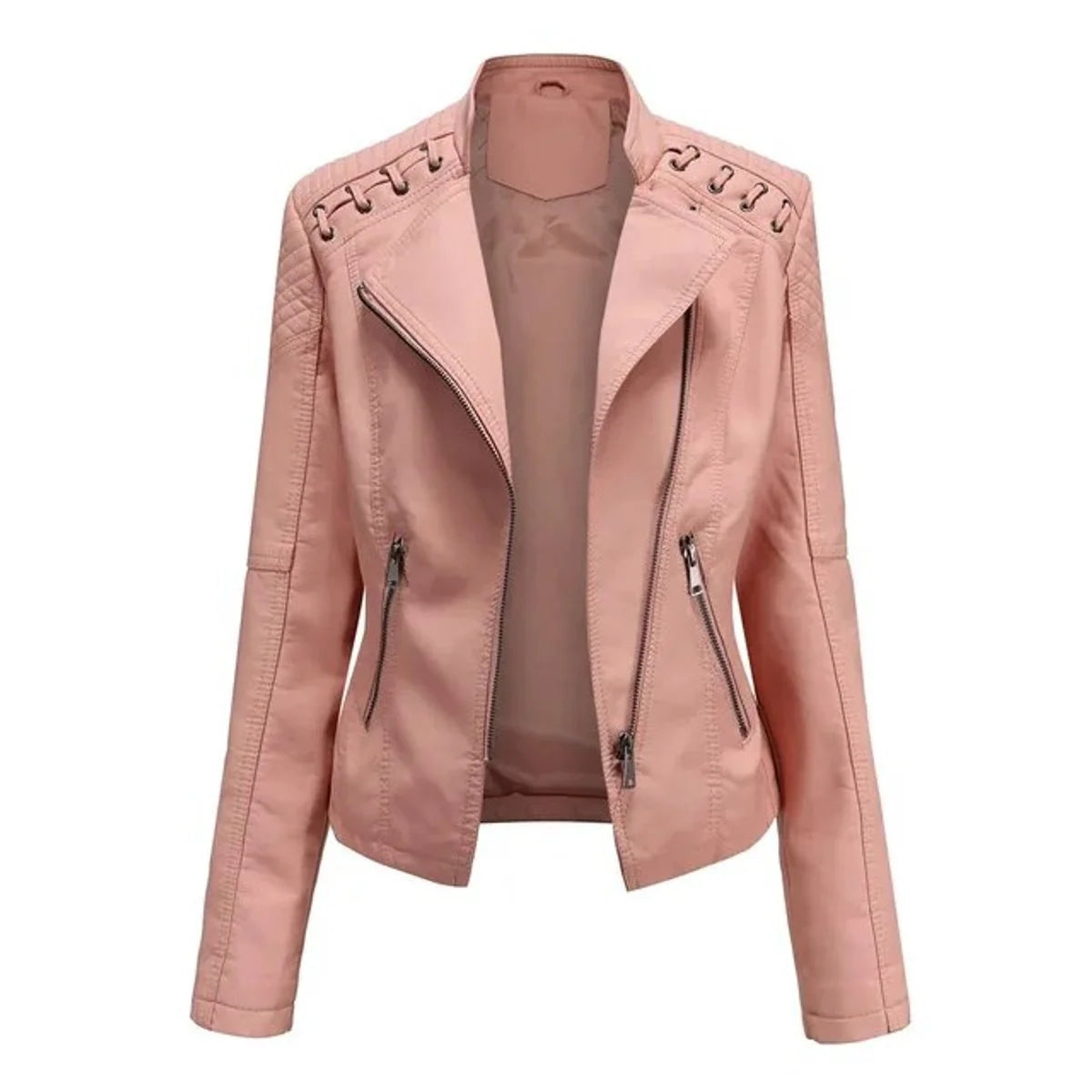 Women's Jacket | Laced Shoulder Eyelets, Off-Centre Zip