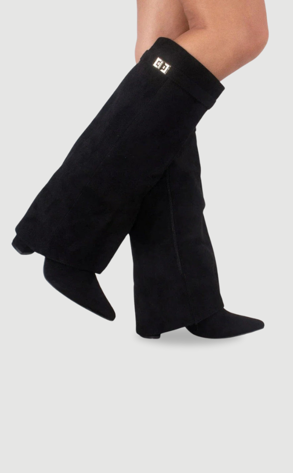 Women's Knee High Boots | Block Heel & Buckle Detail