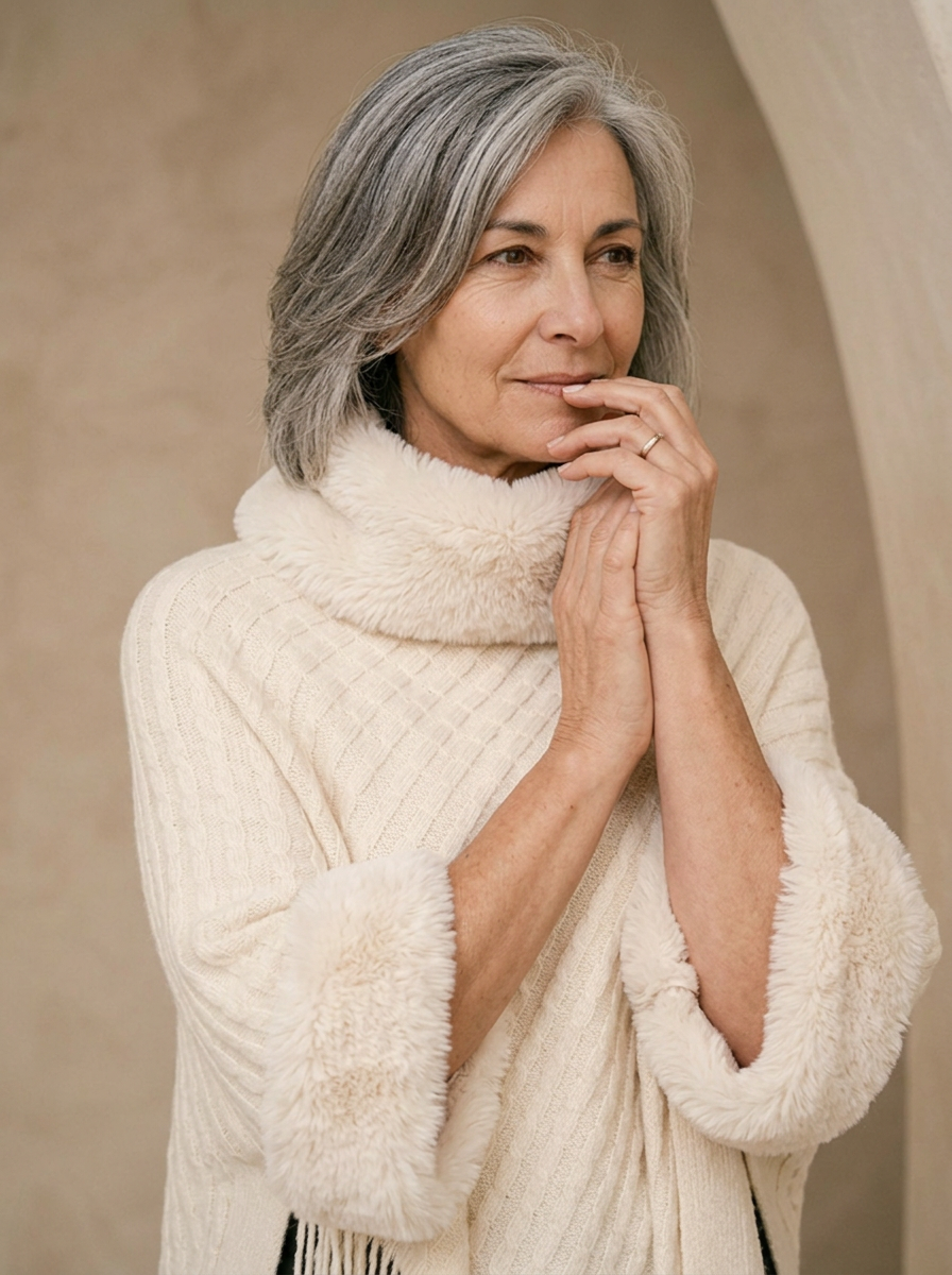 Women's Knit Poncho | Relaxed Fit & Cosy Cowl Neck