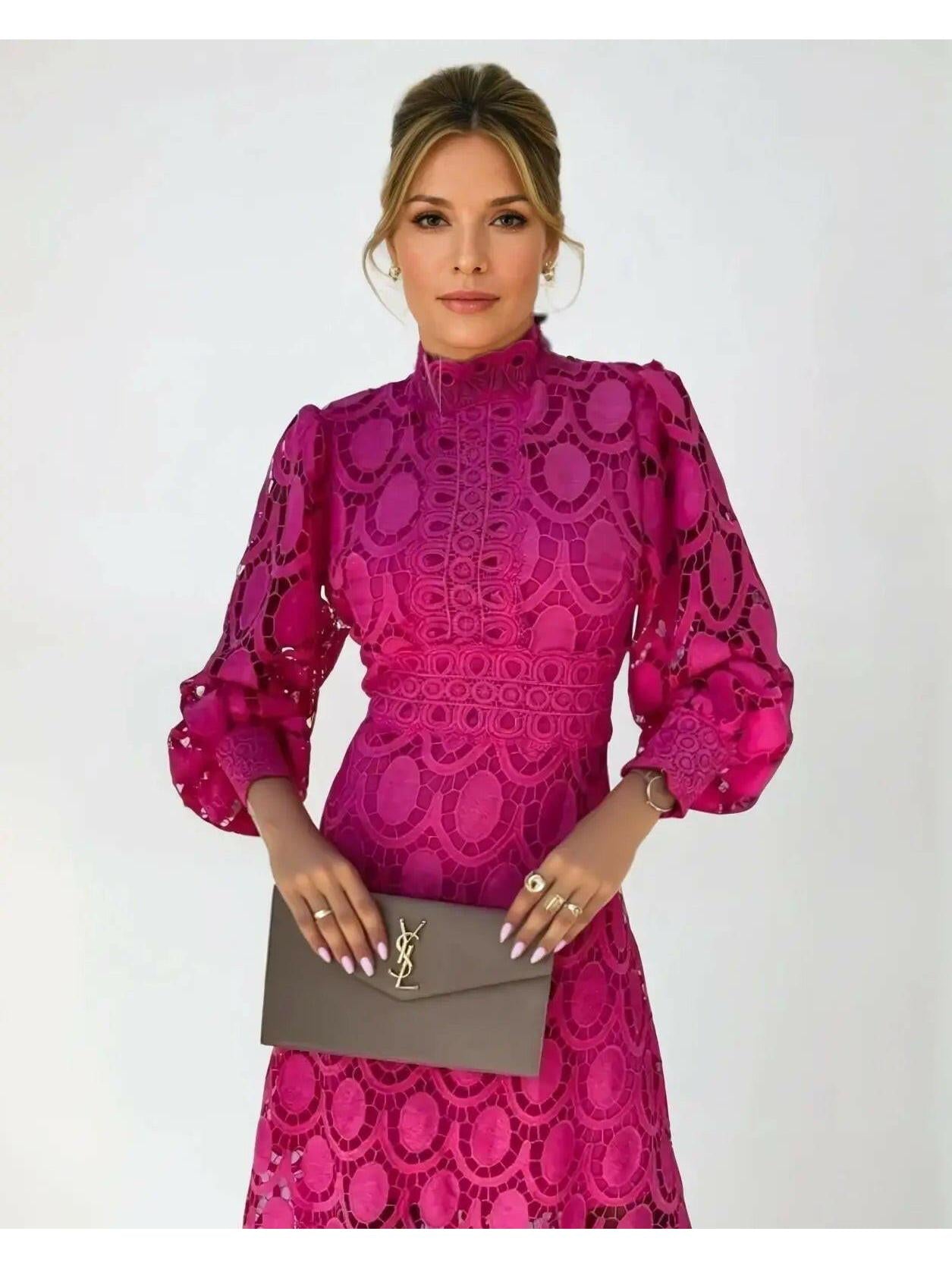 Women's Lace Maxi Dress | High Neck & Elegant Long Sleeve