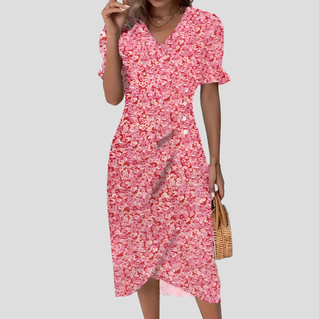 Women's Midi Dress | Wrap Front Floral Print