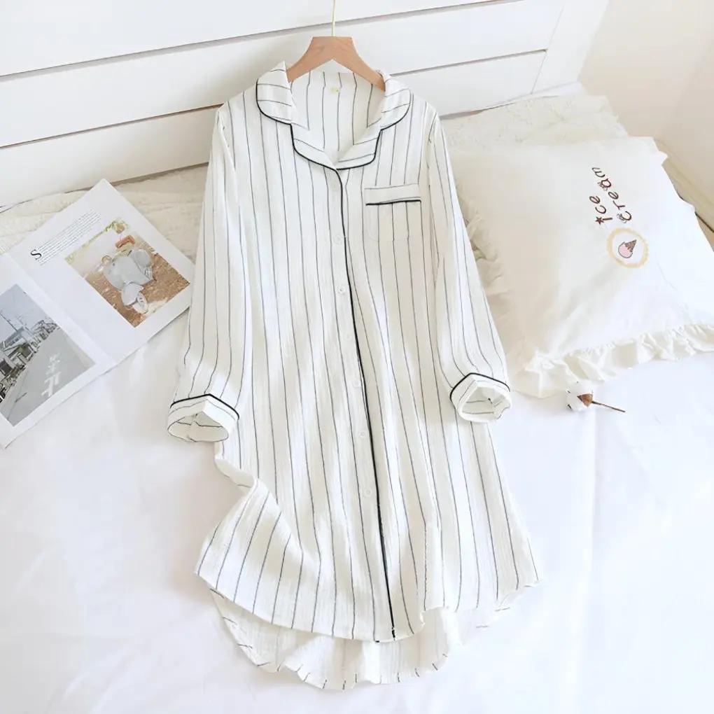 Women's Nightgown | Piped Notch Collar, Button Front
