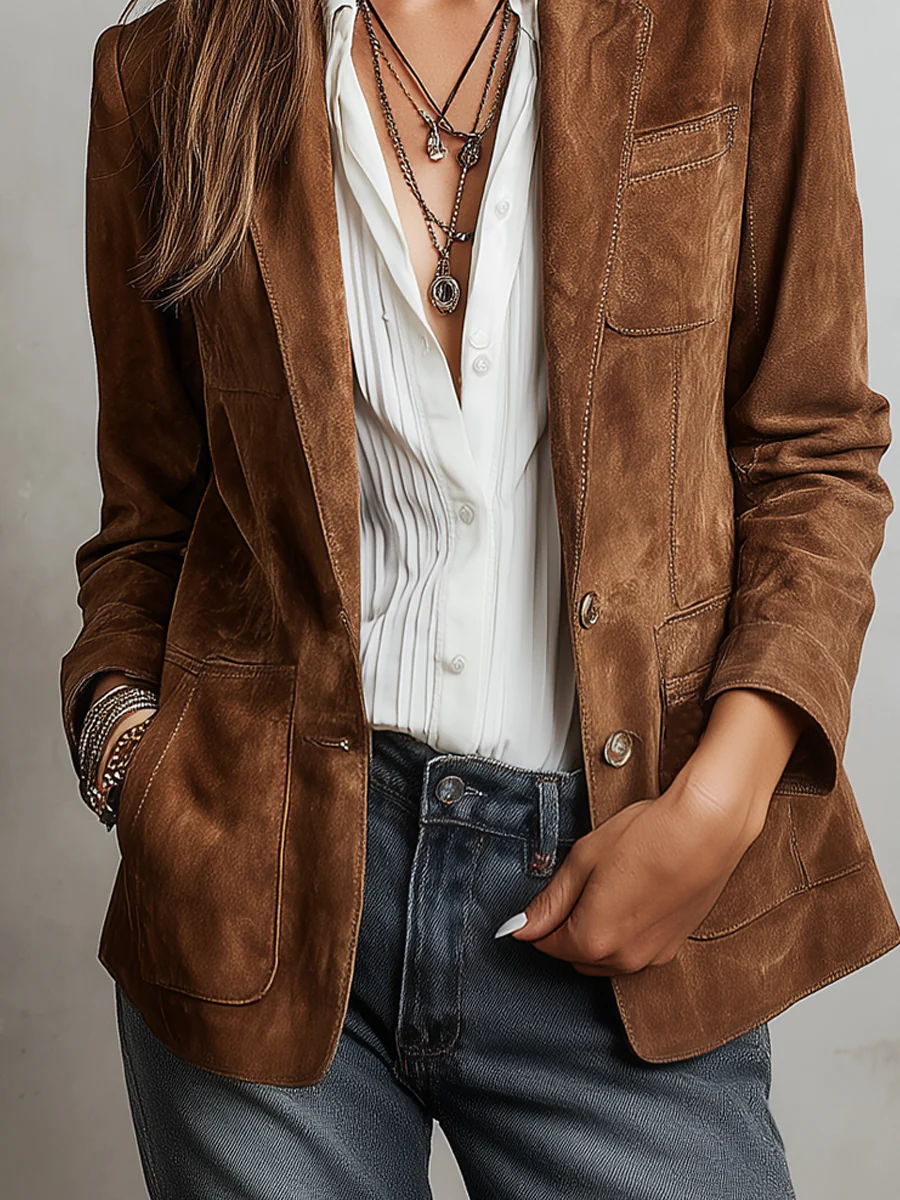 Women's Retro Jacket | Contrast Stitch Detailing