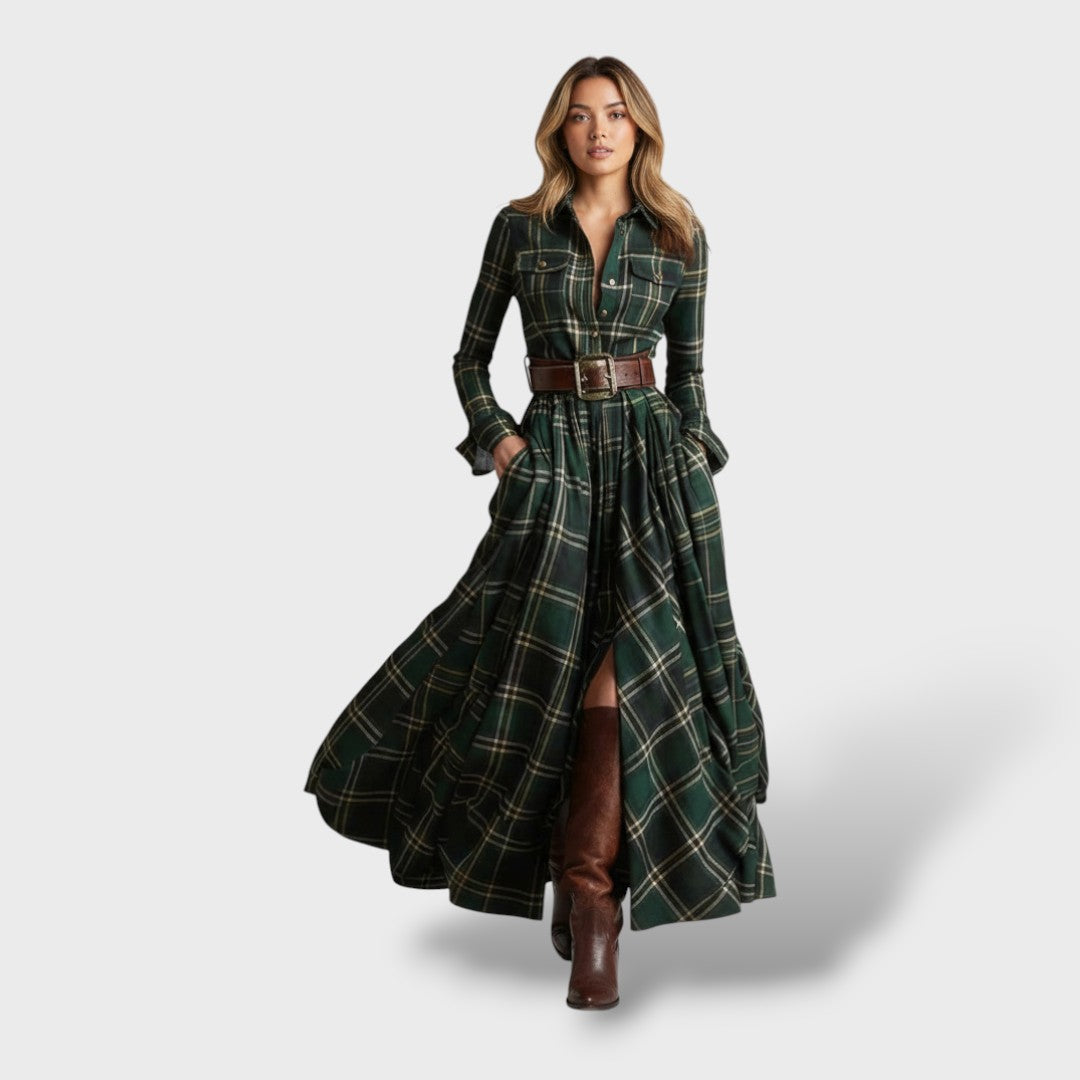 Women's Shirt Dress | Plaid Pattern & Loose Fit
