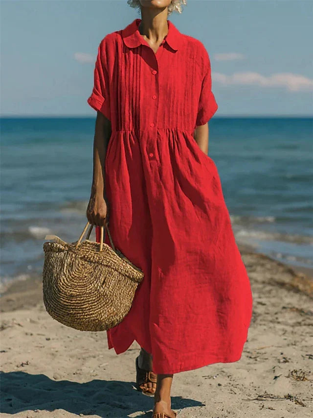 Women's Shirt Dress | Relaxed Button-Front Midi