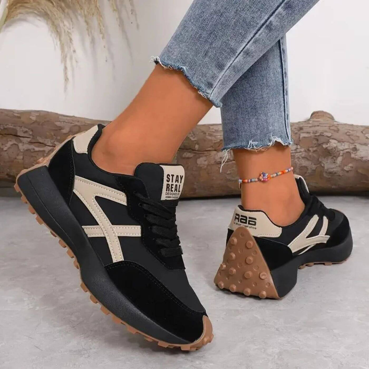 Women's Sneakers | Contrast Side Panels, Chunky Lug Sole