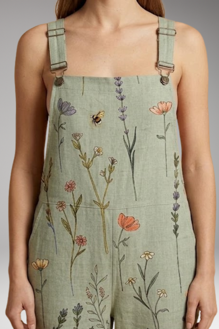 Women's Summer Jumpsuit | Floral Print Dungarees with Adjustable Straps