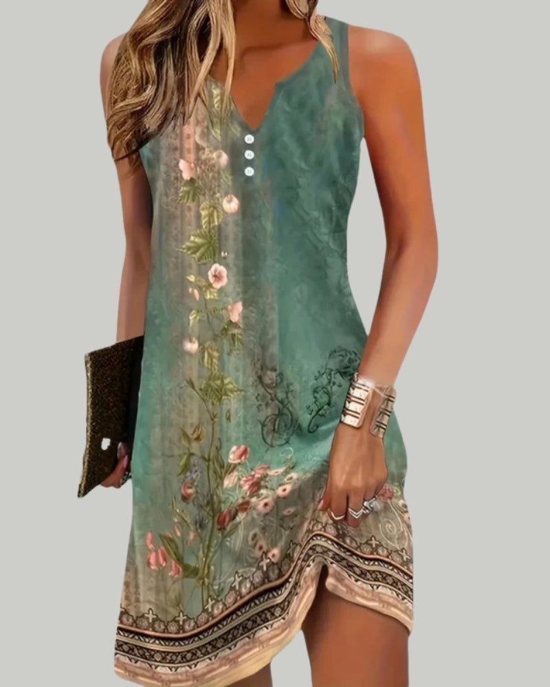 Women's Summer Midi Dress | Abstract Print & V-Neck