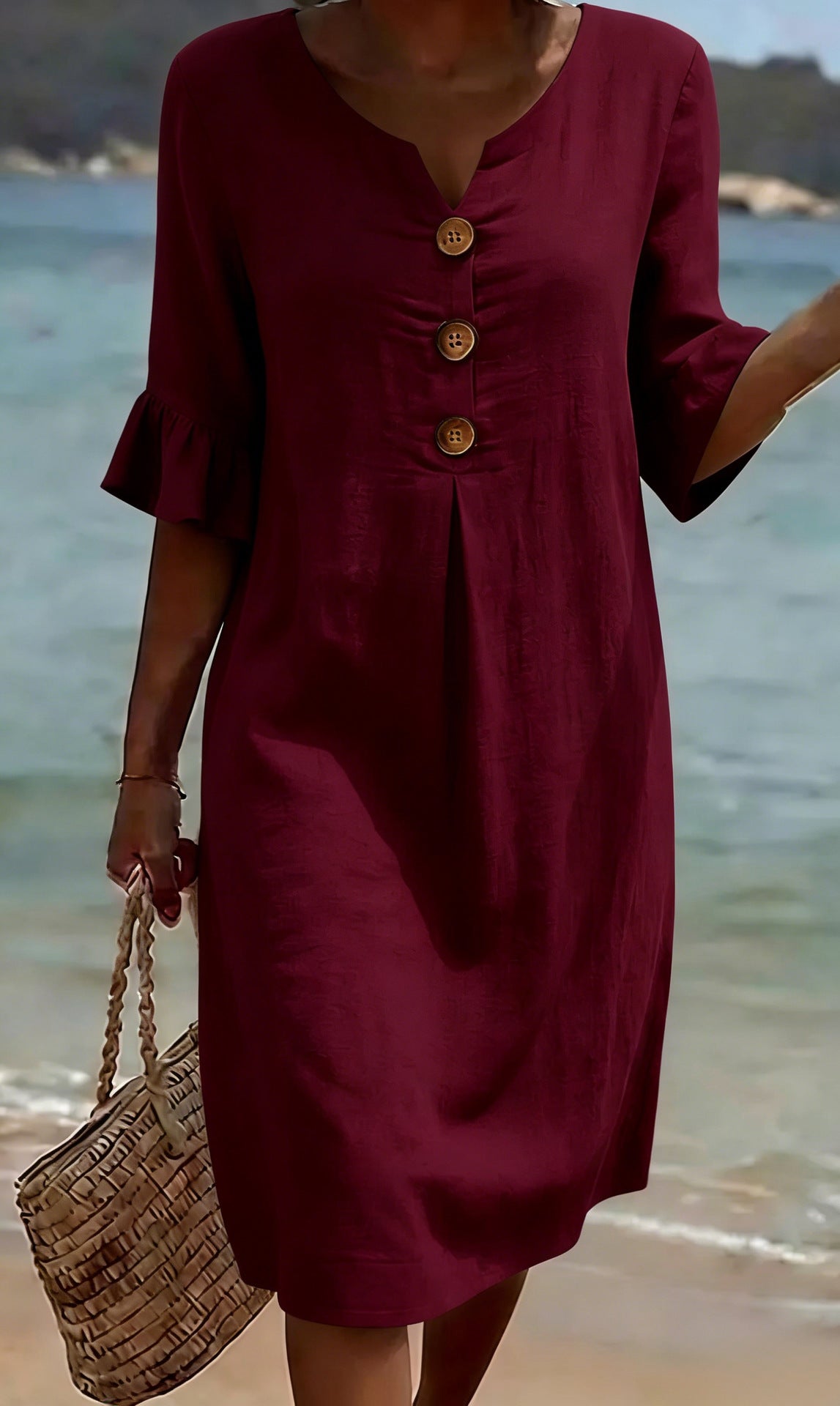 Women's Summer Midi Dress | Casual Button Front & Relaxed Fit