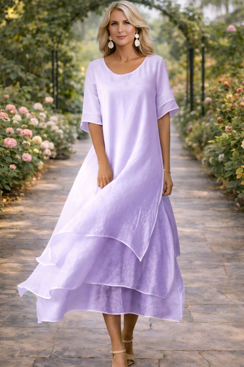 Women's Summer Midi Dress | Elegant Layered Design