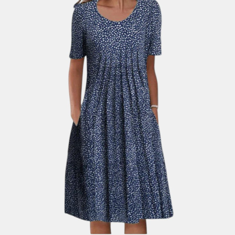 Women's Summer Midi Dress | Pleated Tummy Coverage Design