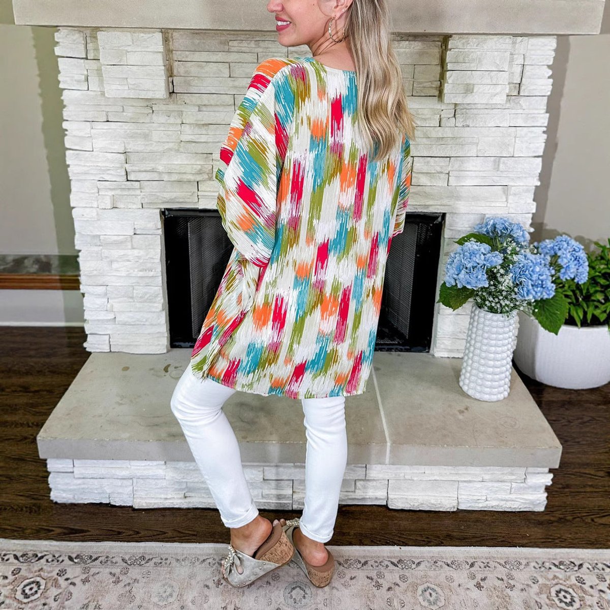 Women's Tunic Top | Abstract Brushstroke Print Oversized Blouse