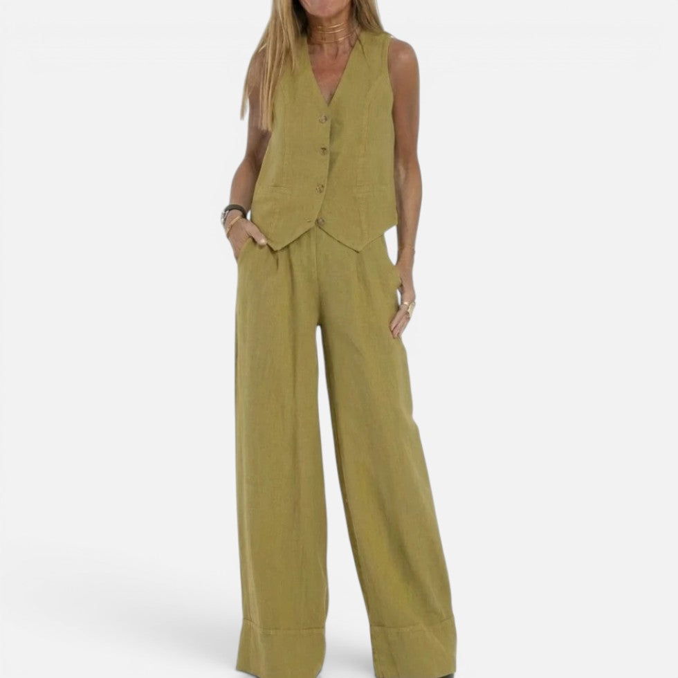Women's Waistcoat & Wide Leg Trouser Set | Tailored & Versatile