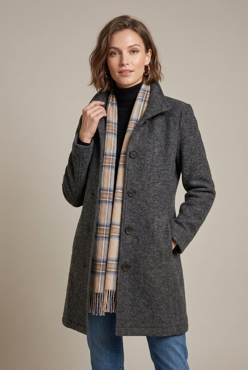 Women's Winter Coat | Notch Collar & Button Front