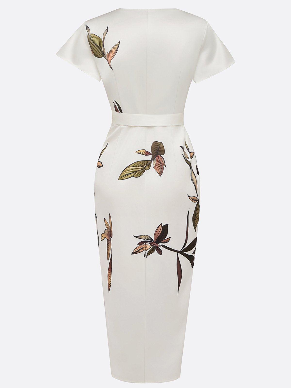 Women's Wrap Midi Dress | Deep V-Neck & Tie Waist Belt
