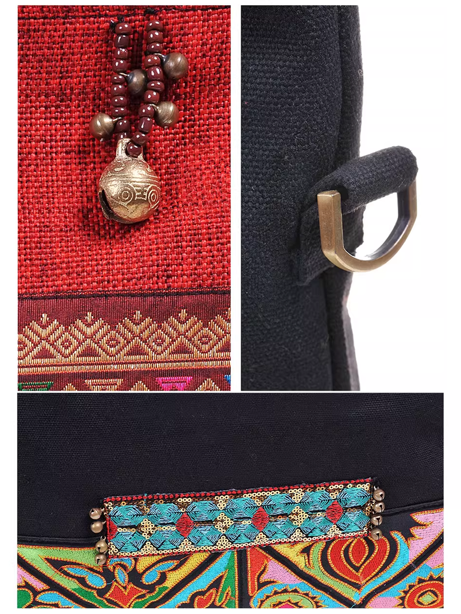Women's Embroidered Shoulder Bag | Large Capacity & Zip Pockets 6