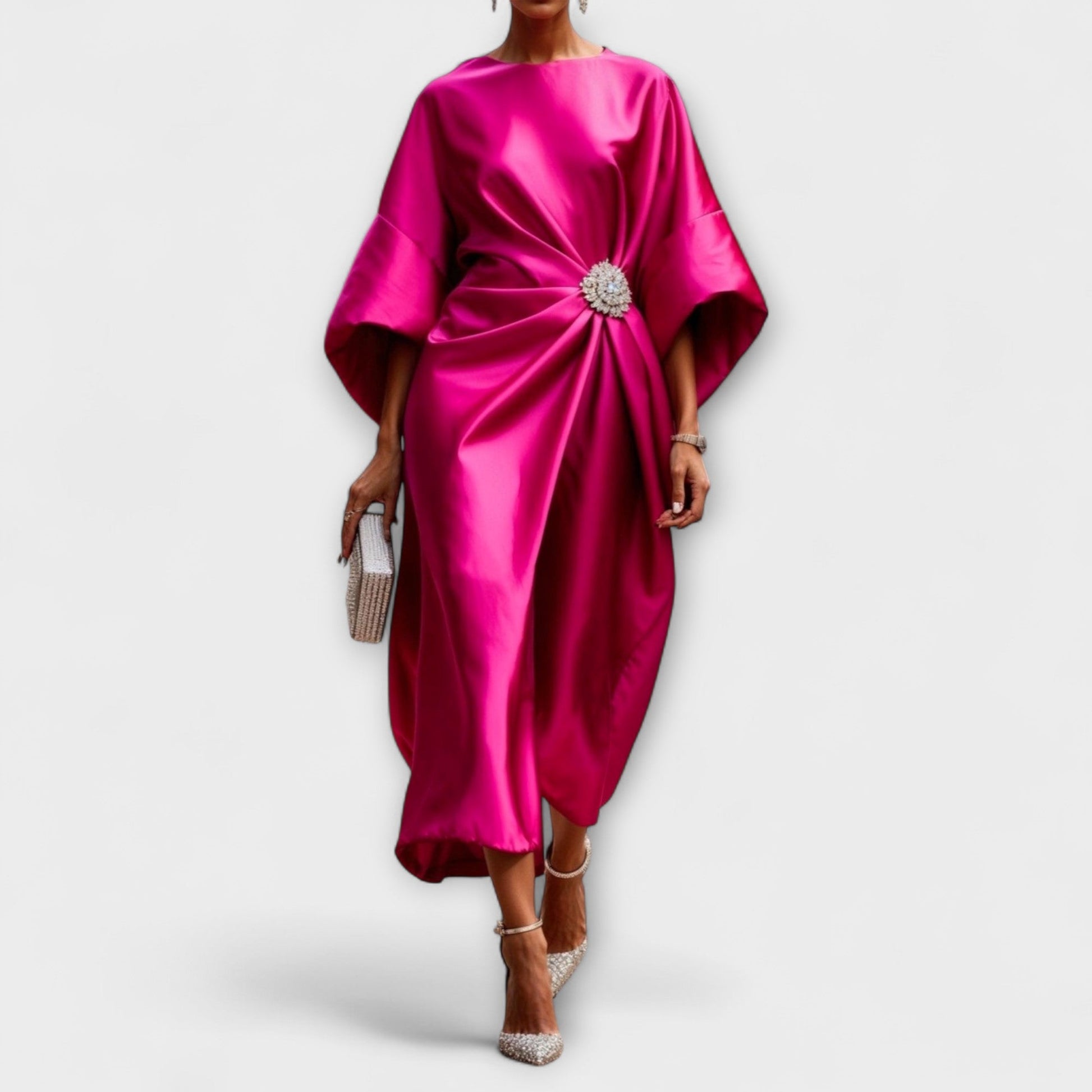Elegant Shimmer Satin Maxi Dress for Special Occasions