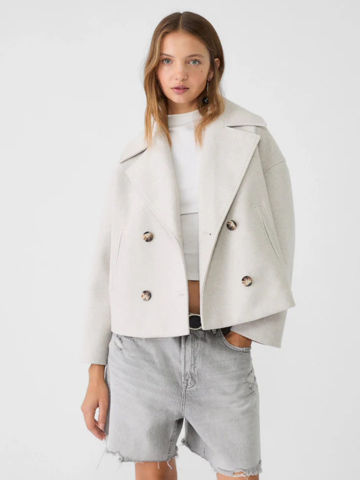 Women's Short Wrap Jacket | Structured Wide Collar