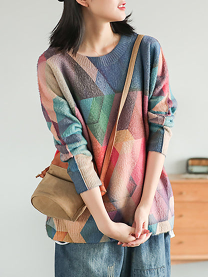 Women's Geometric Sweater | Loose Fit & Cosy Comfort 1