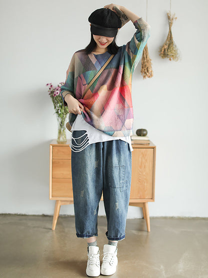 Women's Geometric Sweater | Loose Fit & Cosy Comfort 5