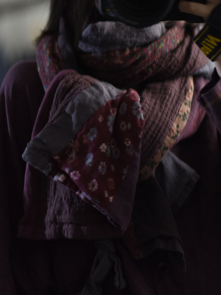 Women's Retro Stitched Scarf | Warm & Versatile 9