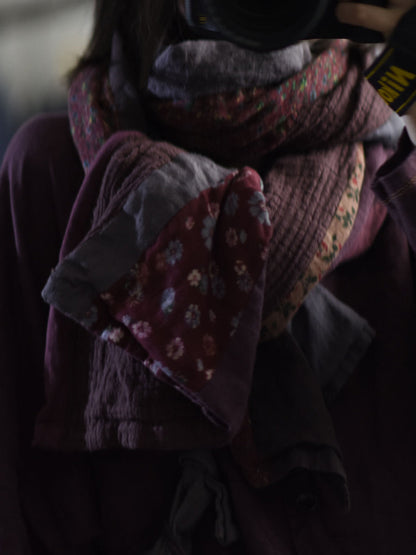 Women's Retro Stitched Scarf | Warm & Versatile 9