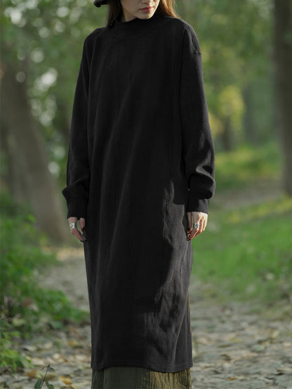 Women's Knit Dress | Stand Collar & Calf-Length 4