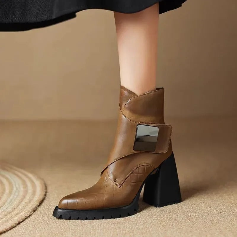 Women's Ankle Boots | Block Heel & Strap Detail 4