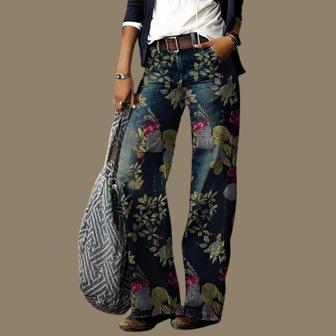 Women's Wide Leg Jeans | Floral Print & High Waisted 5