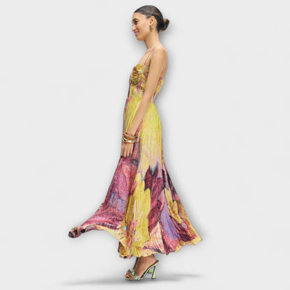 Kiara Ikat Print Maxi Dress for Stylish Occasions