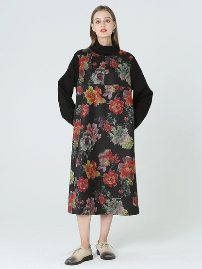 Women's Floral Turtleneck Dress | Long Sleeve & Pockets 4