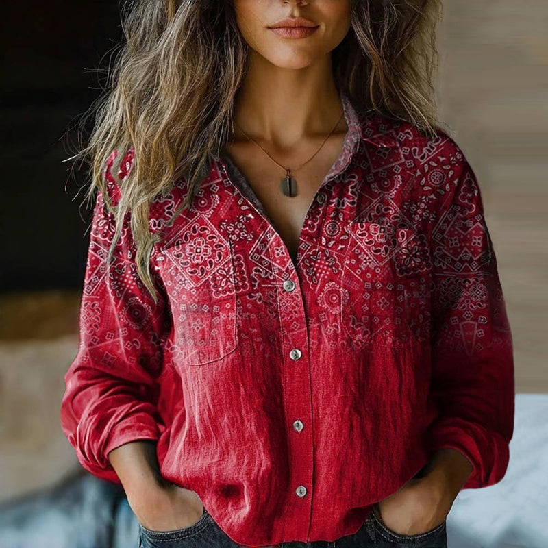 Women's Vintage Print Blouse | Breathable & Lightweight 1